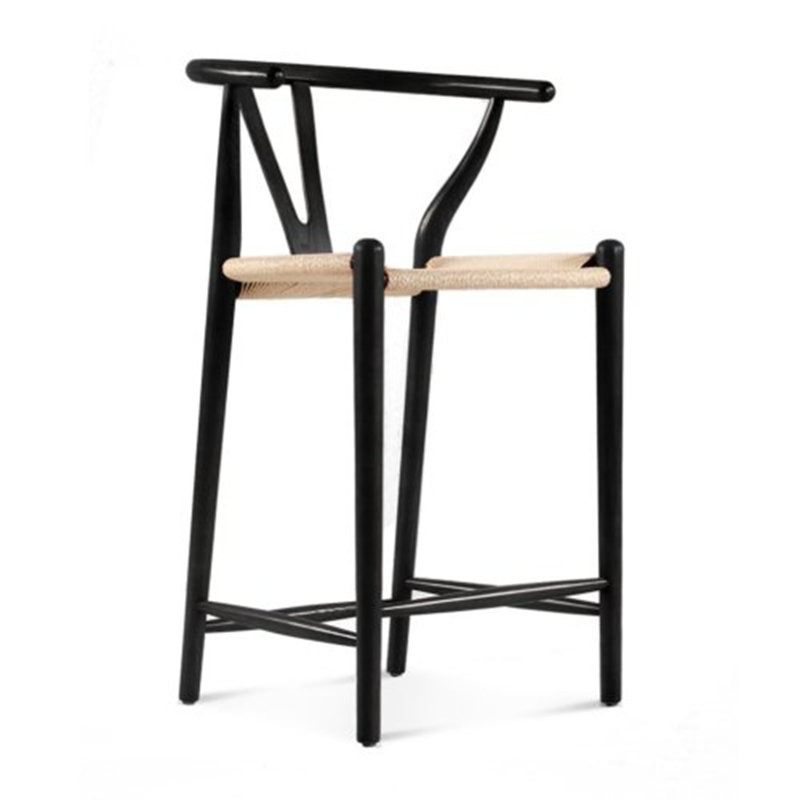 Wishbone Counter Stool, Beige/Black