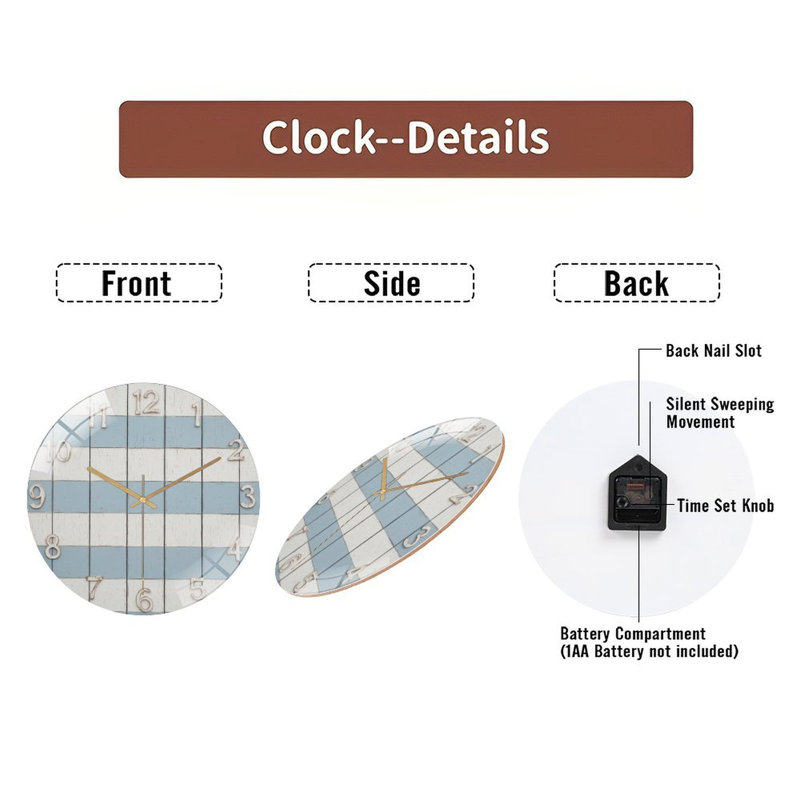Horloge murale en verre 12 po