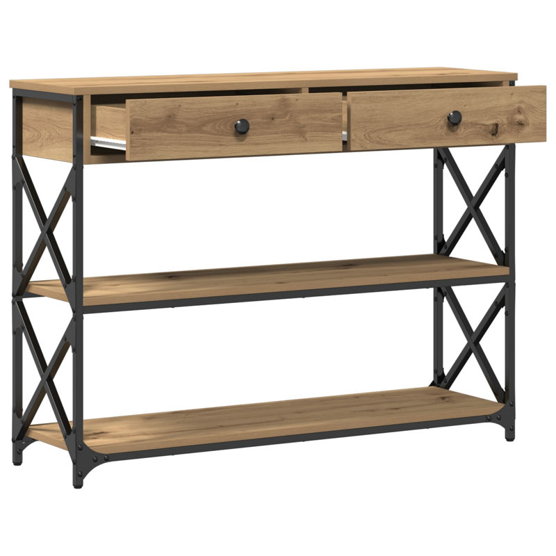 Console Table 100X28x75 Cm Engineered Wood & Steel, 75cm H x 100cm W x 28cm D, Artisan Oak