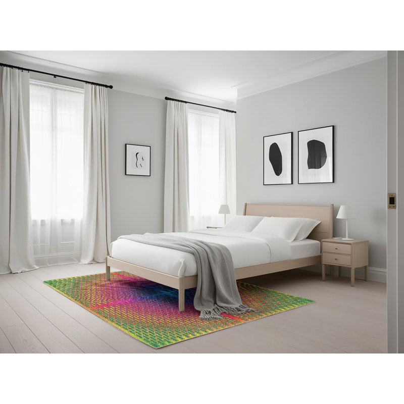 Jaune Tapis décoratif, Rectangle 5 pi x 7 pi