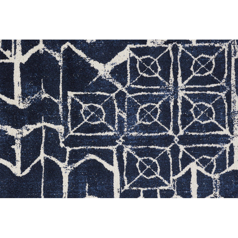 Tapis bleu Chypre tissé à la machine, Rectangle 10 pi x 13 pi 2 po