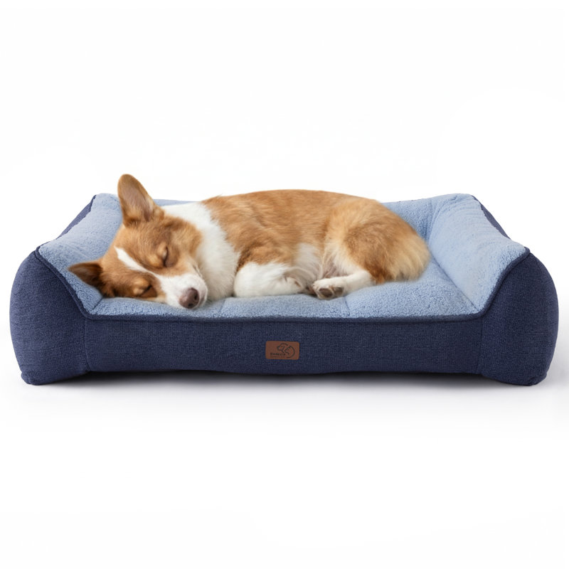 Lit orthopédique confortable pour chiens de taille moyenne, canapé-lit lavable imperméable très épais avec housse en sherpa, base antidérapante