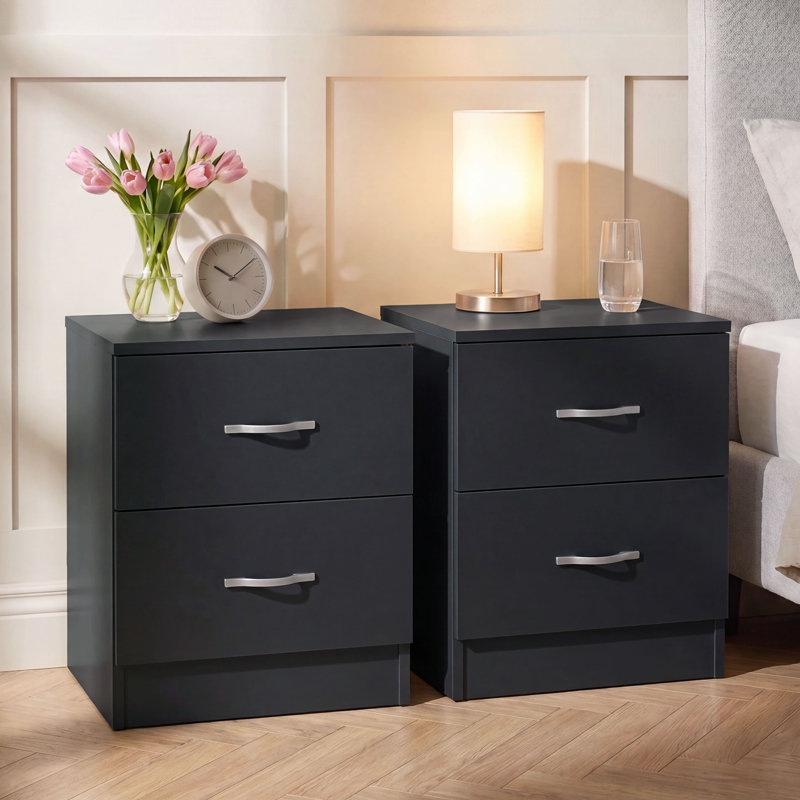 40 cm W Bedside Table, Black