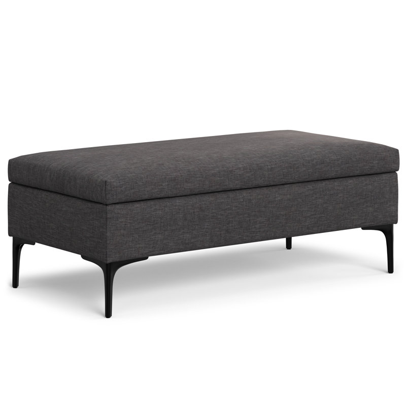 Rebecca 48"W Upholstered Coffee Table Storage Ottoman with Lift-Top Lid and Metal Legs