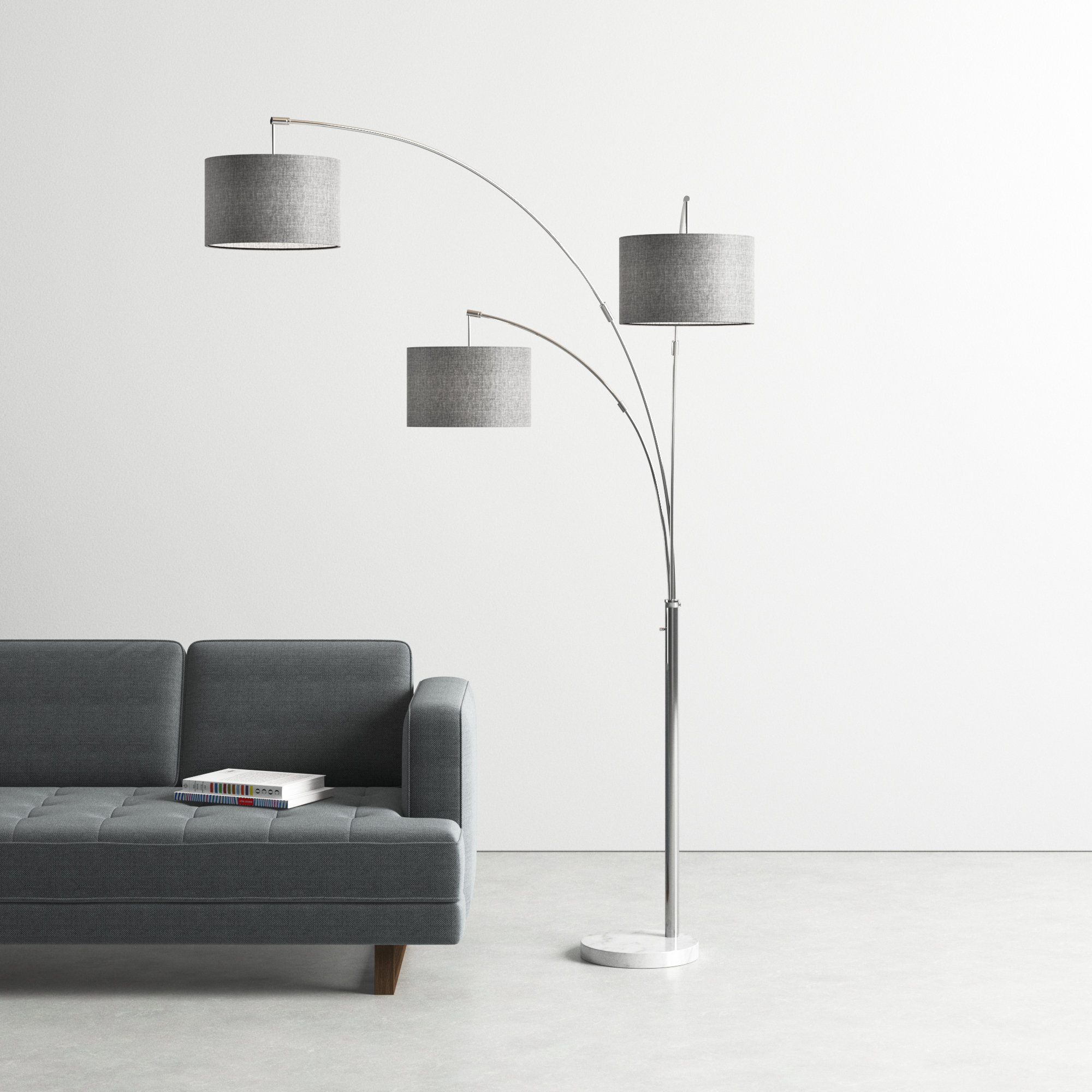 Felice 74'' Floor Lamp, Brushed Steel, Gray