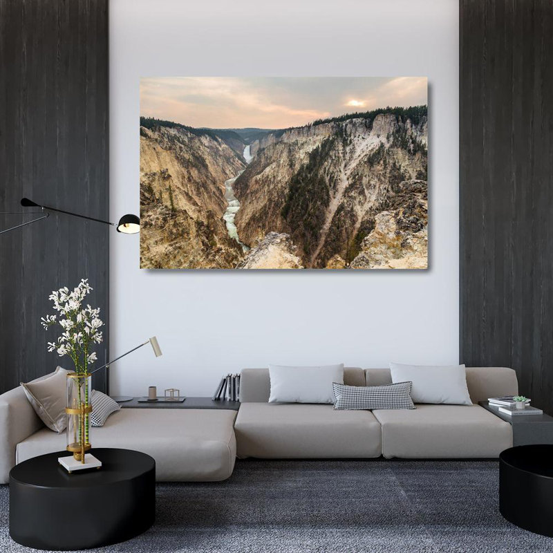 The Yellowstone Collection Canvas Art: Cloudy sunset from Artist Point, Yellowstone National Park, 33" H x 48" W