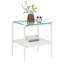 Ensemble de 2 tables de bout rectangulaires, plateau en verre trempé avec panneau de fibres à densité moyenne, table moderne pour le salon, verre transparent