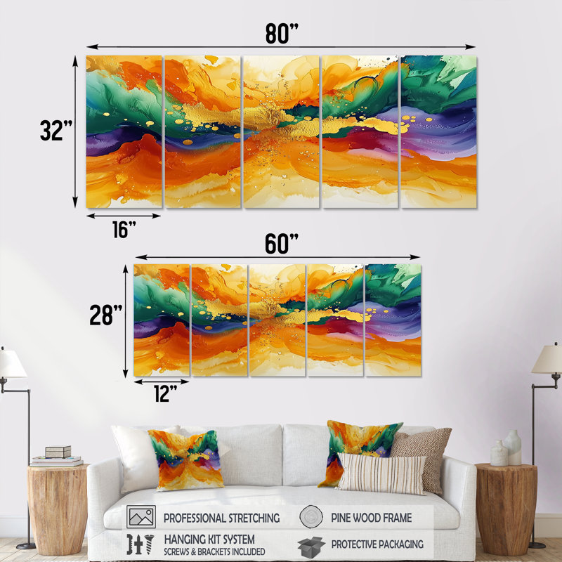 Nyleigh - reproduction d'art abstraite, art mural moderne sur toile, H 28 po x l 60 po, 5