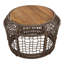 Table d'appoint ronde en bois d'acacia avec structure en corde tissée grise, plateau en teck, capacité de 150 lb, aucun assemblage requis, table d'appoint résistante aux intempéries pour le salon de patio-358716256