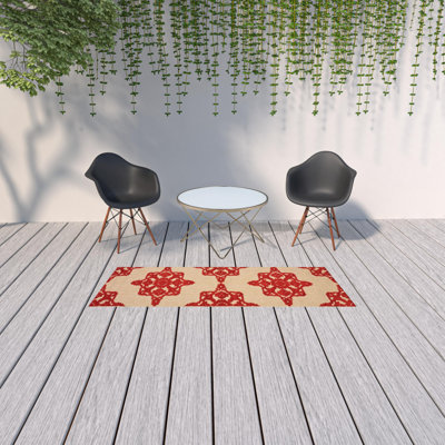 Tapis oriental rouge 2 pi x 8 pi intérieur résistant aux taches