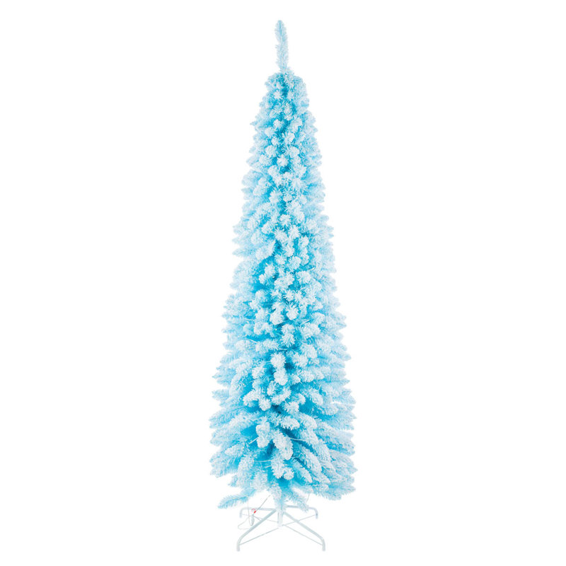 Sapin en plastique floqué bleu ciel, 5'10"