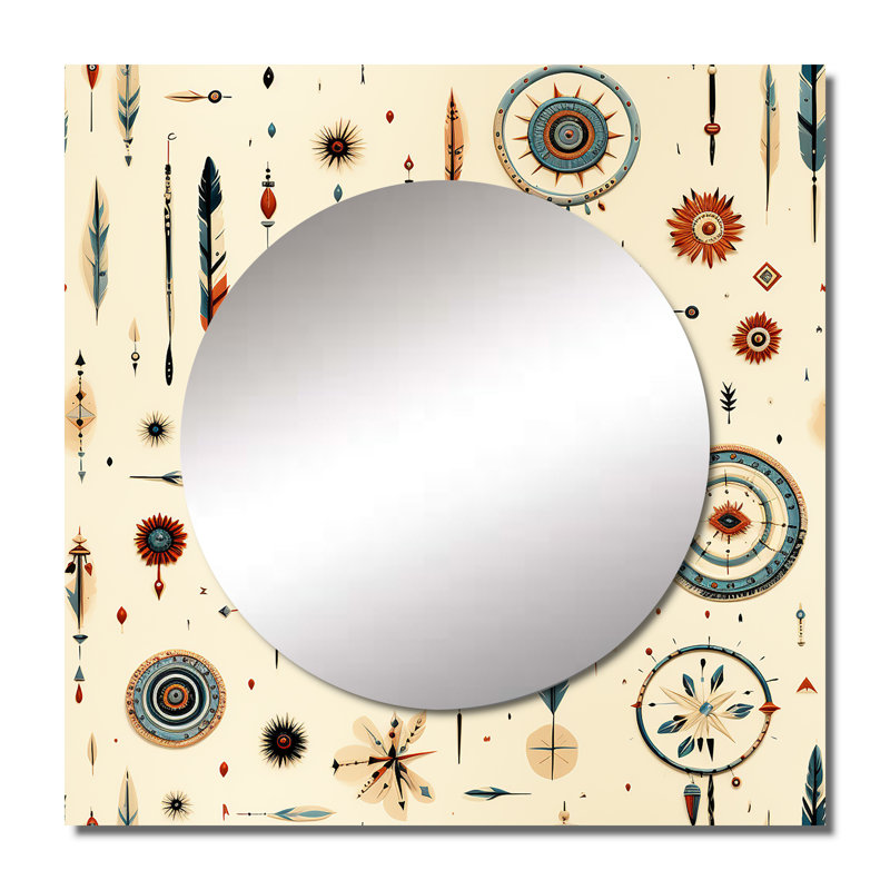 Deeann - Miroir carré bohémien et éclectique pour décoration murale, 23 po x 23 po