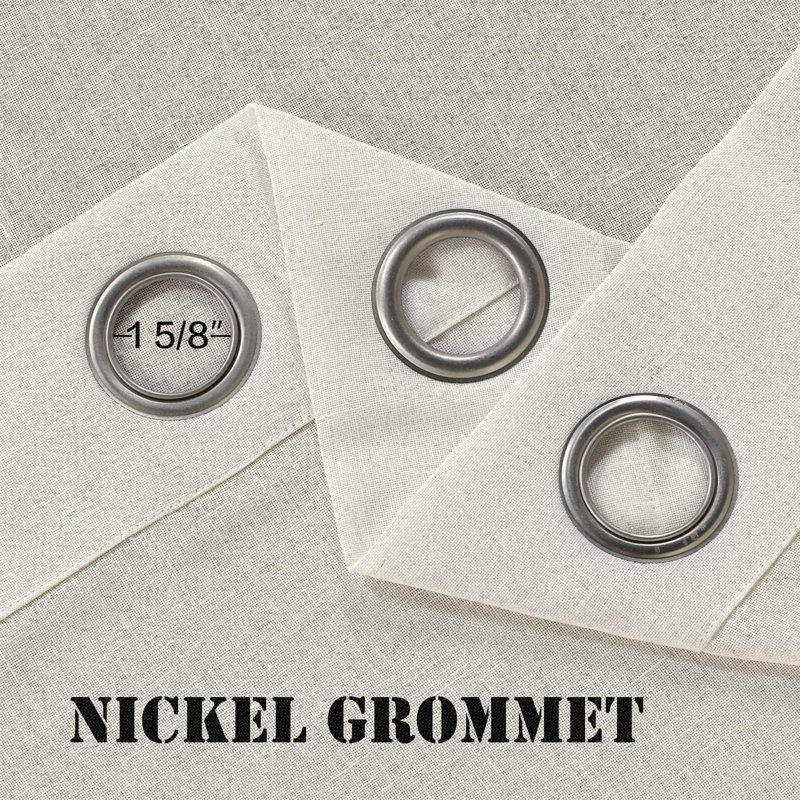 Linen Grommet Curtains for Living Room 2 Panel Drape Semi Sheer Neutral Country Rustic Farmhouse Boho Curtain Bedroom Muslin Look Light Filtering