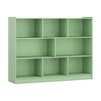 3-Tier 8-Cube Floor Standing Bookshelf, Modern Open Storage Shelf for Living Room, Bedroom & Kids' Room, Green
