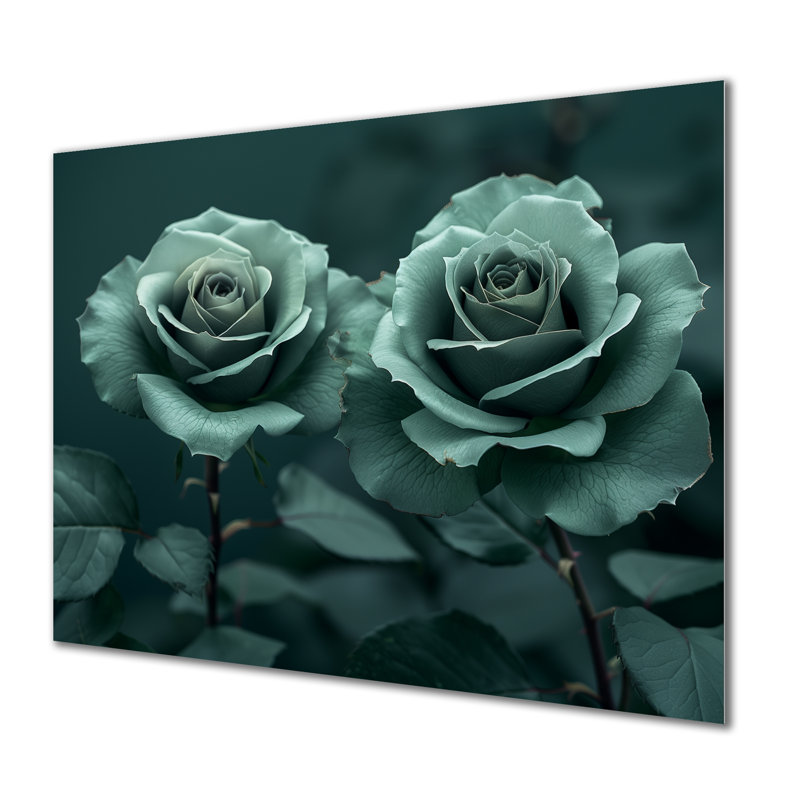 Nirvana vert vert - roses, art mural Roses, Métal métal, 34" H x 44" W