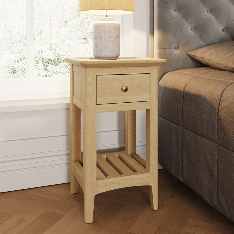 Angie 35 cm W Bedside Table, Oak
