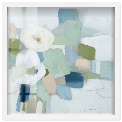 Tableau sous verre Shore Tides II, couleur sauge, par Art Remedy, cadre blanc, 20 x 20 pouces
