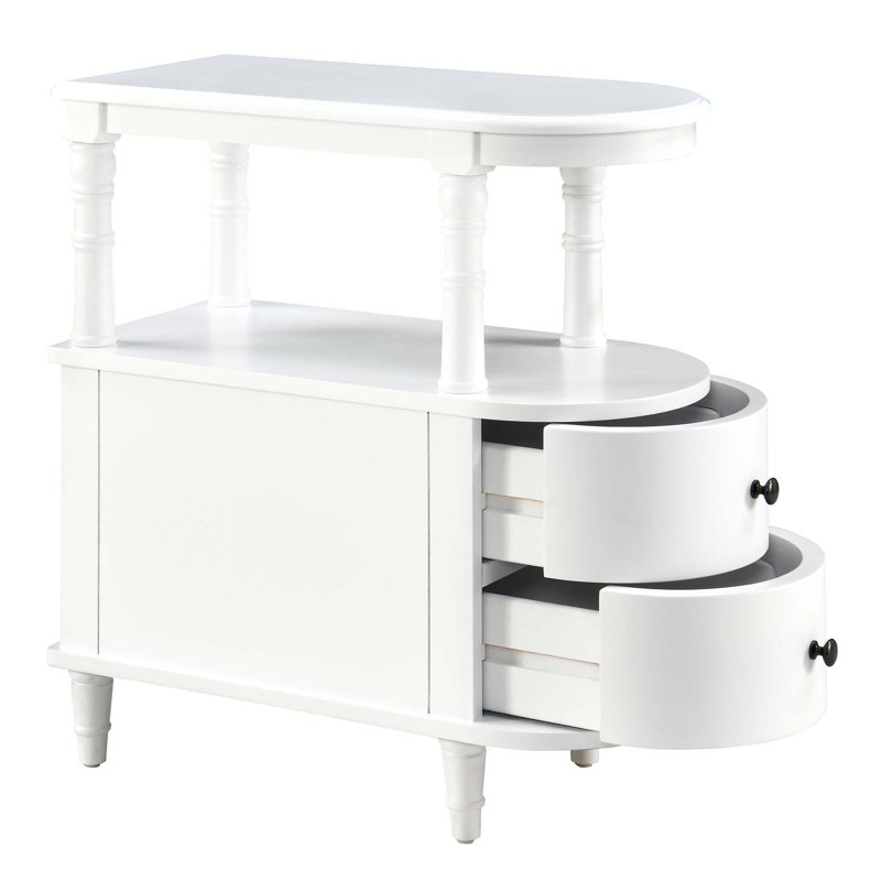 Table de bout moderne en bois avec tiroirs et rangement de la collection Wexford, table d'appoint rectangulaire étroite pour le salon, la chambre à coucher et les petits espaces