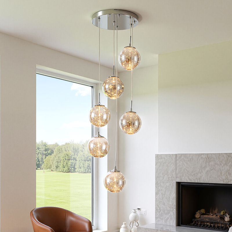 6 - Light Stainless Steel Chandelier Pendant