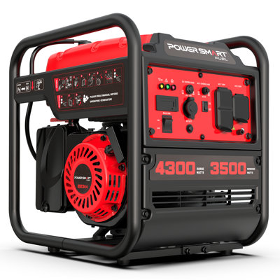 Powersmart 4300W Gas Inverter Generator, 223Cc 4-Cycle Engine, Quiet Operation, 120V AC & 12V DC Output, Recoil Start, For Backup & Outdoor Use