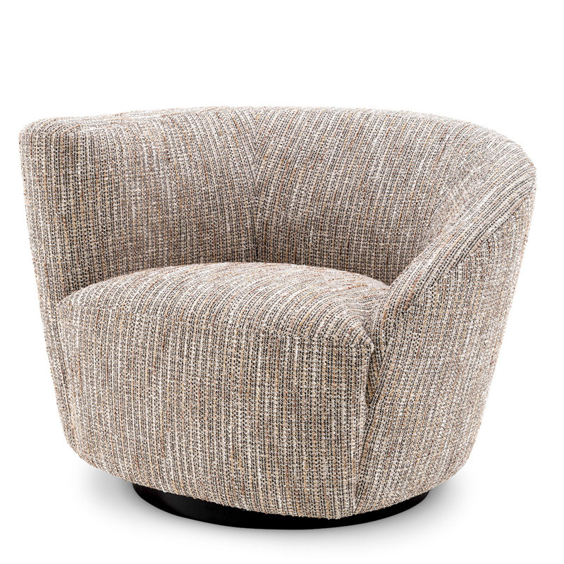 Fauteuil demi-tonneau pivotant rembourré Colin, Mélange de polyester beige Mademoiselle