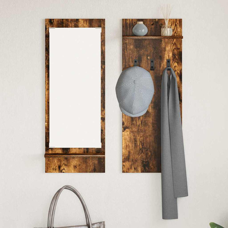 Wall-Mounted Coat Rack With Shelf 70 X 10 X 90 Cm, Smoked Oak