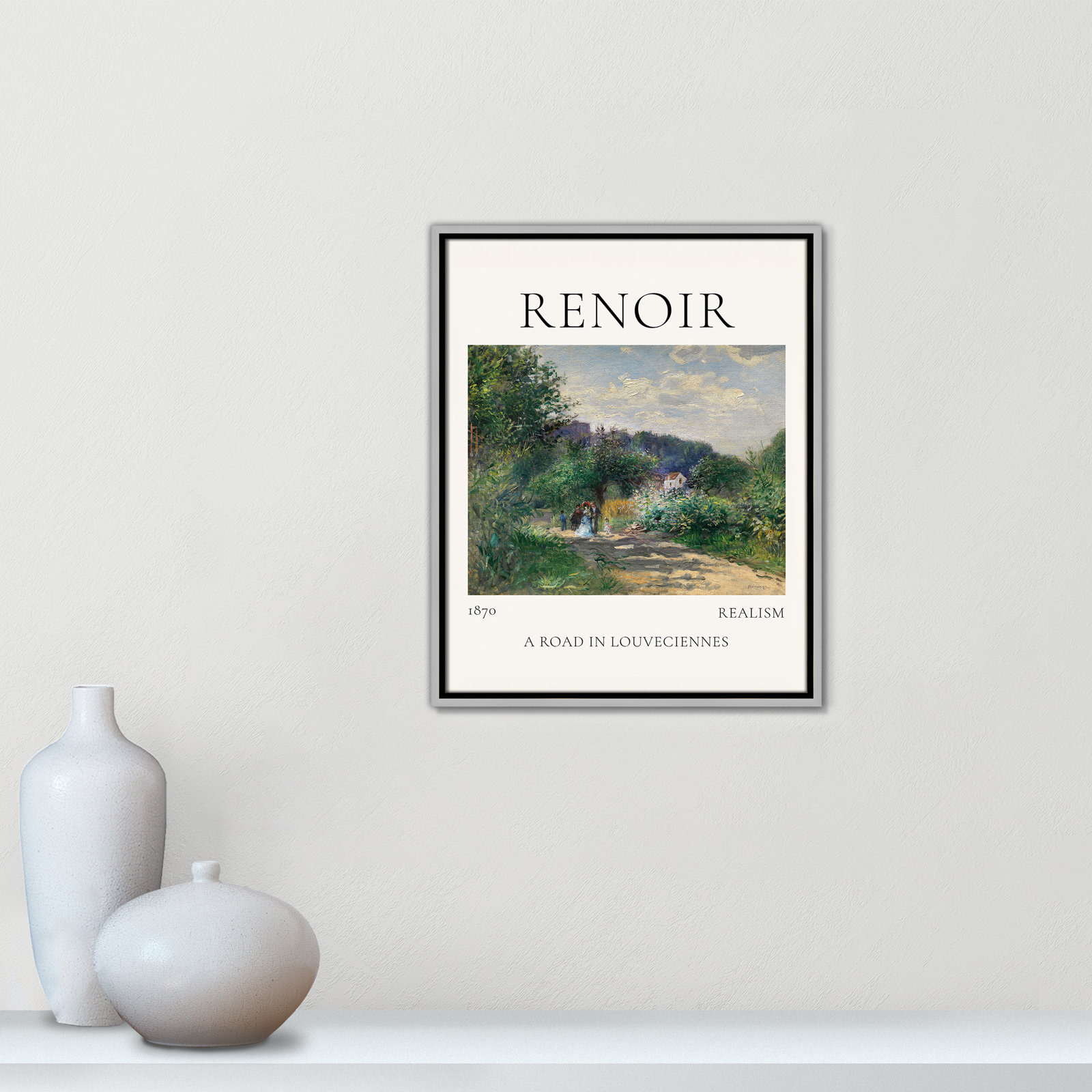 Rocchetto "A Road in Louveciennes" Print, Silver Floater Frame, No, 21.5" H x 17.5" W x 2" D