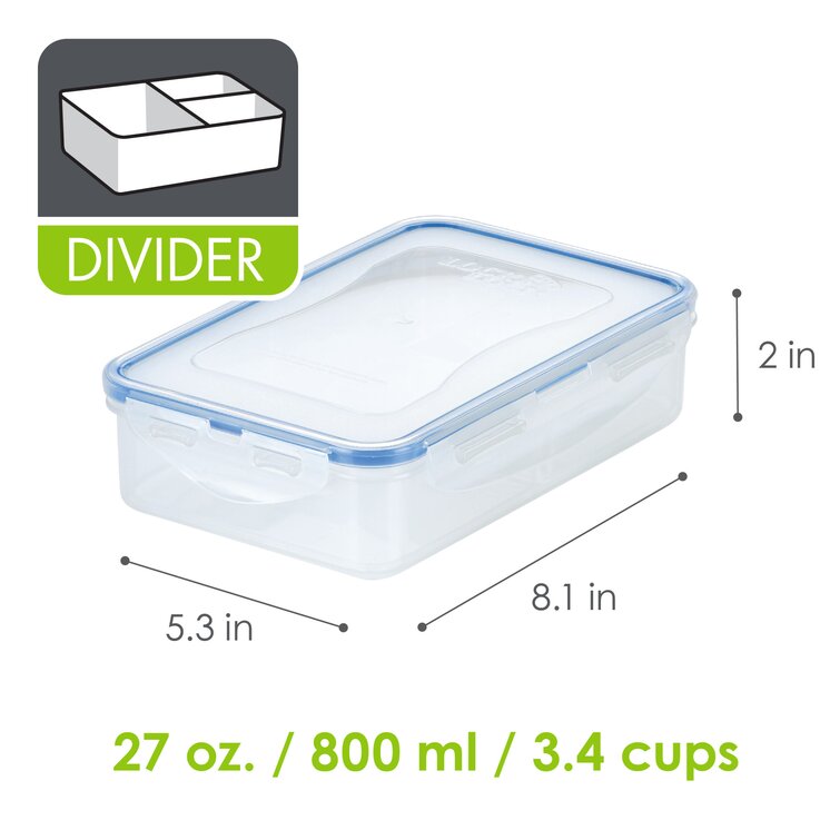 Lock & Lock Easy Essentials On-The-Go Meals 27-oz. Divided Rectangular Food Storage Container