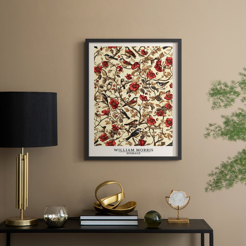 WM MORRIS Series CCLXI Framed Print - Solid Wood, 11" H x 9" W, Black