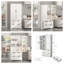 Ensemble de rangement de cuisine cannelé 3 pièces - Buffet 63 po avec 4 portes et 3 tiroirs, garde-manger 72 po avec support à épices, 2 grands tiroirs-1088474179