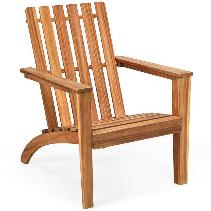 Garberville Acacia Outdoor Adirondack Chair, Natural  