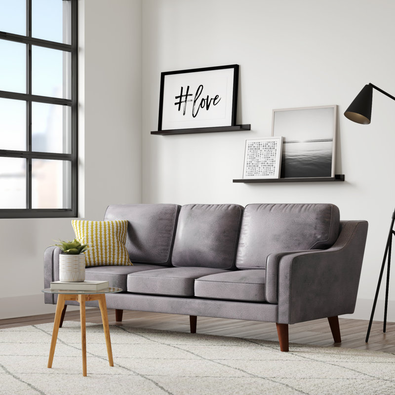 Canapé à accoudoirs carrés 80,7 po Dayshana, Faux cuir gris