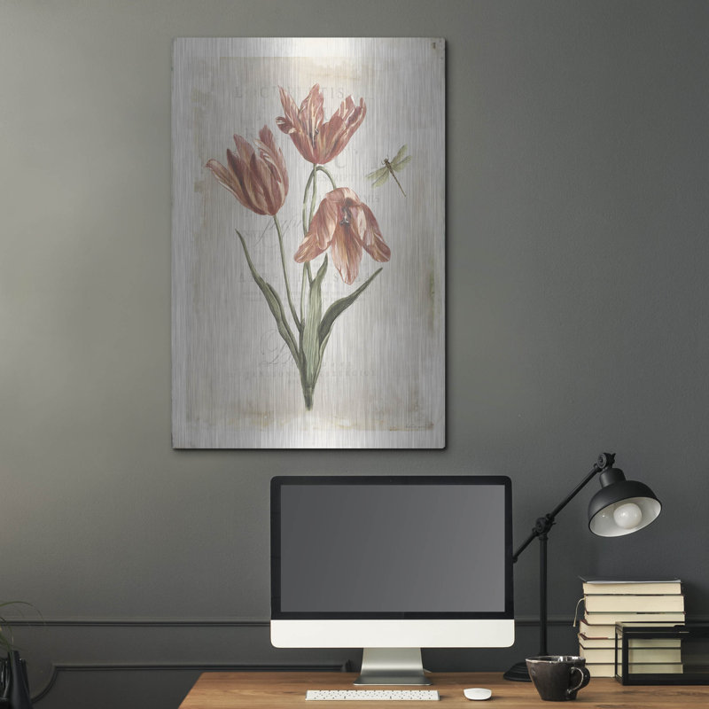 Winston Porter «Antiquarian Blooms 3» par Katie pertiet, art mural en métal, H 36 po x l 24 po