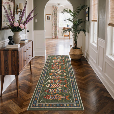 Tapis de couloir vert Arnella