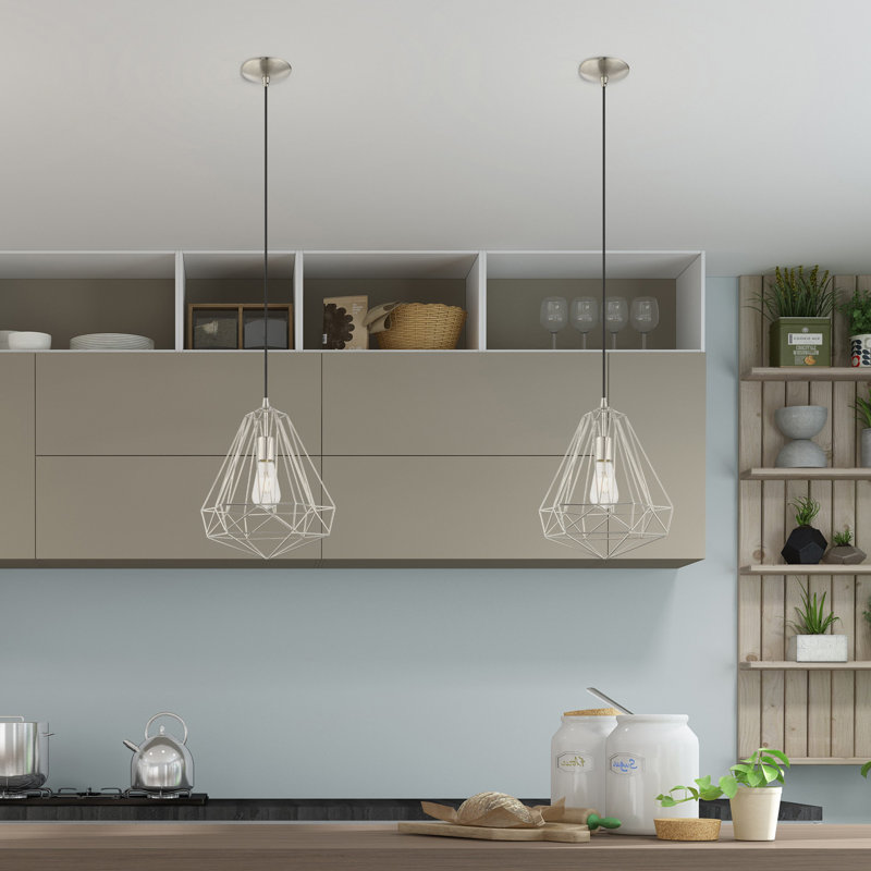 Luminaire suspendu géométrique à 1 lumière Lindgren, Nickel brossé