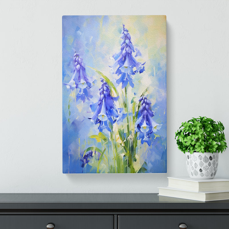Bluebell Flower Impressionism - Wrapped Canvas, 50cm H x 35cm W x 3cm D