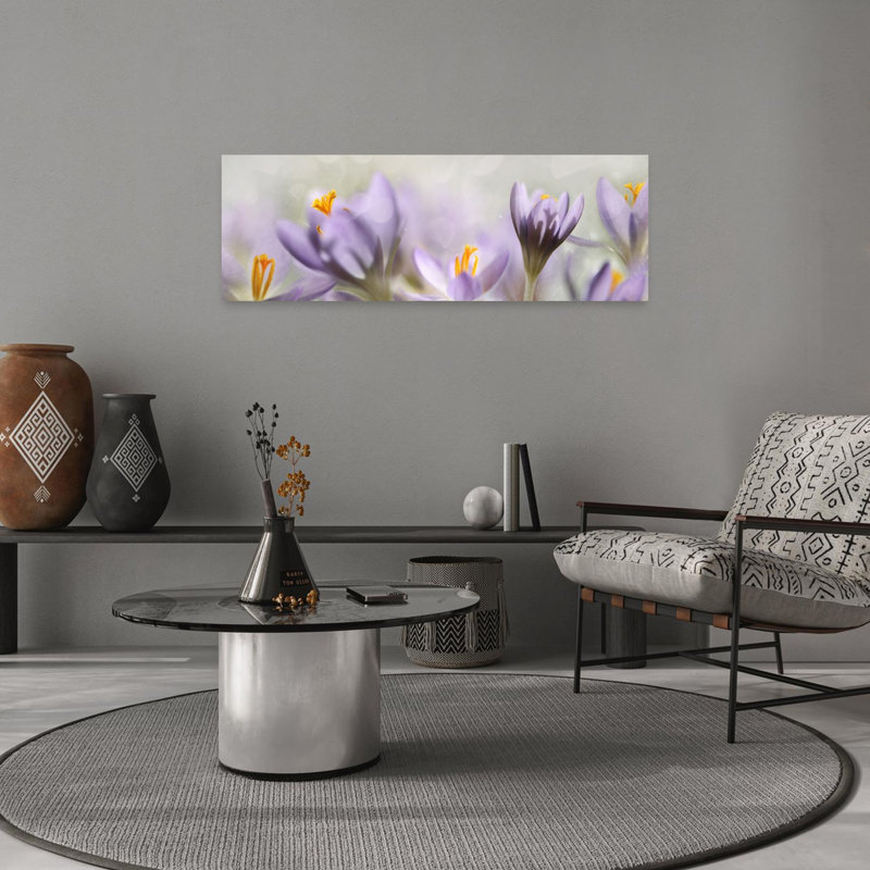 Rêve mauve, crocus délicat, lavande, violet, fleur, nature, art mural, H 12 po x l 36 po