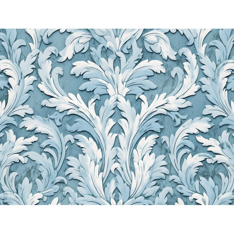 Acanthus Shower Curtain Mediterranean Bathroom Decor Blue, H 84 po x l 70 po