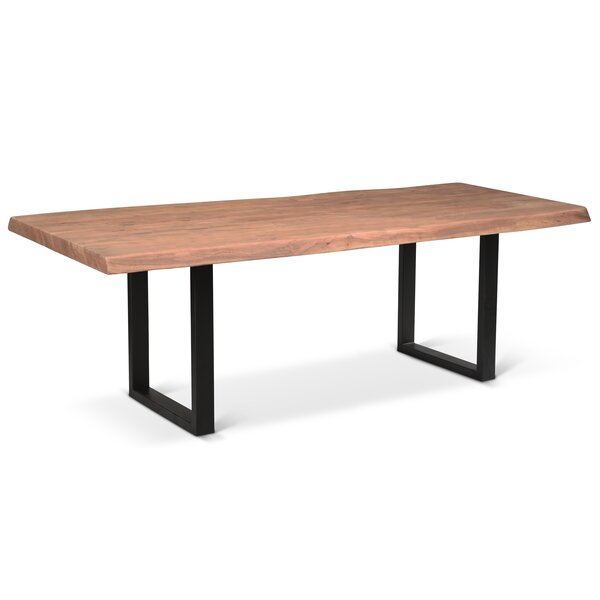 Urbia Solid Wood Top Metal Base Dining Table | Wayfair