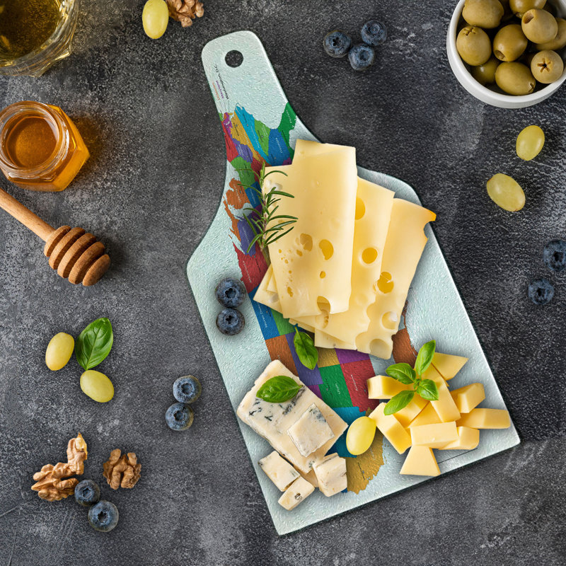 Multicolore avec planche à découper en verre trempé Ambesonne
