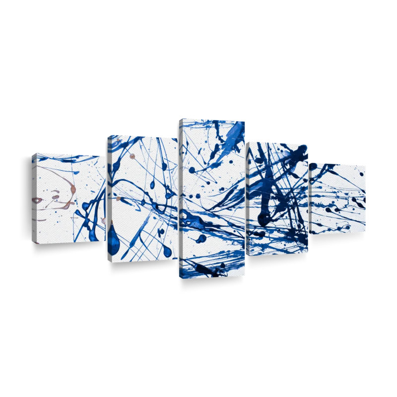 Abstrait bleu marine abstrait - impression sur toile tendue 5 pièces, H 74 po x l 34 po x P 1,25 po