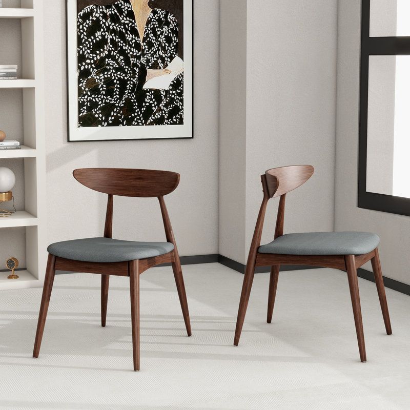 Chaise d'appoint rembourrée Drumnadrough, Gris clair, Noyer