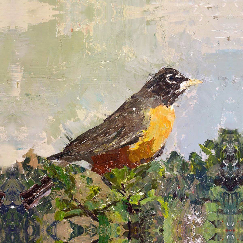 ROBIN - Unframed Print on Canvas, Black Framed Canvas, 21.5" H x 21.5" W x 1.75" D