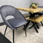 Wooden Brown Dining Table with 2 Benches and Grey Velvet Chairs, Stylish Dining Room Furniture