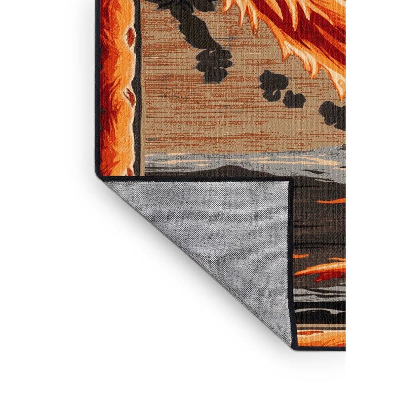 Washable Volcanoes Hawaiian Area Rug, Runner 2' x 4'