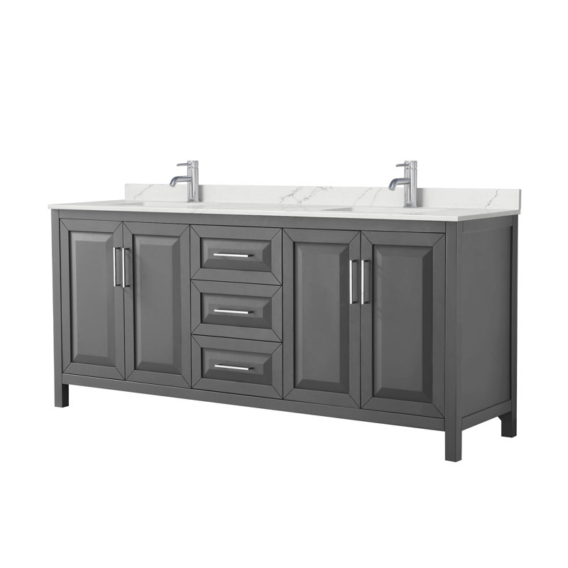 Daria 80'' W Vanity, Gray, Polished Chrome, Giotto Quartz