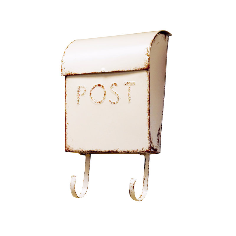 Boîte aux lettres murale poteau Euro, H 13 po x l 10,8 po x P 4,1 po, Crème Rustique