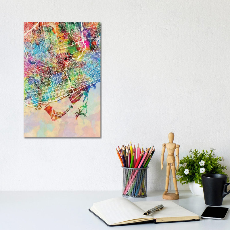 Toronto Street Map I by Michael Tompsett - Wrapped Canvas Gallery-Wrapped Canvas Giclée, 20.32 cm H x 30.48 cm W