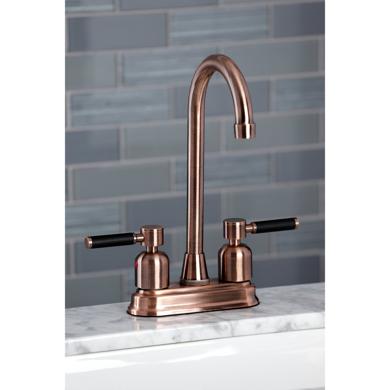Kingston Brass Kaiser Two-Handle 2-Hole Deck Mount Bar Faucet, Antique Copper