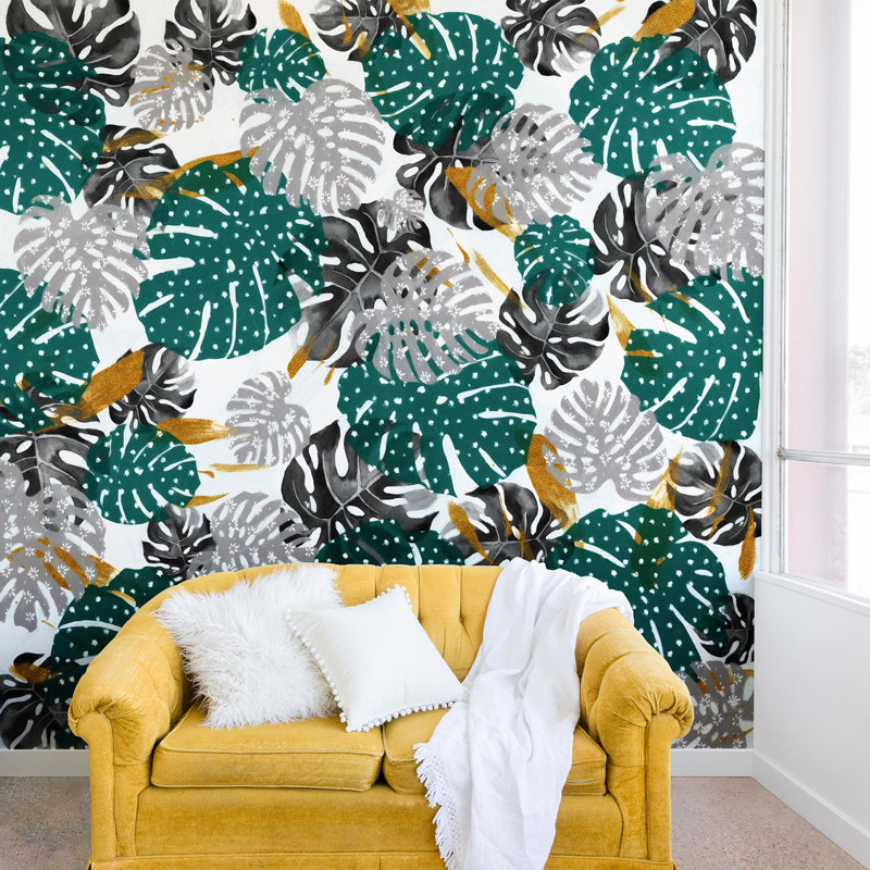 Murale Marta Barragan Camarasa Monstera, Vert, L 96 po x l 144 po